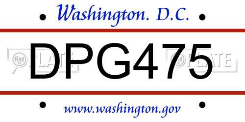 DPG475 District Of Columbia License Plate