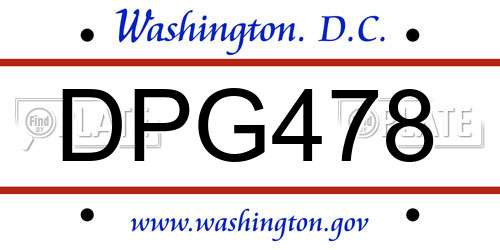 DPG478 District Of Columbia License Plate