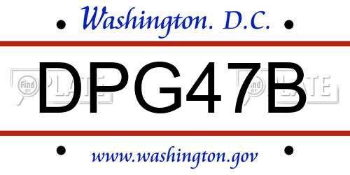 DPG47B District Of Columbia License Plate