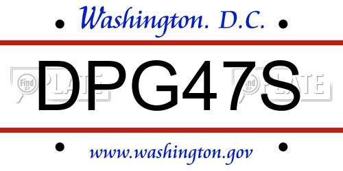 DPG47S District Of Columbia License Plate