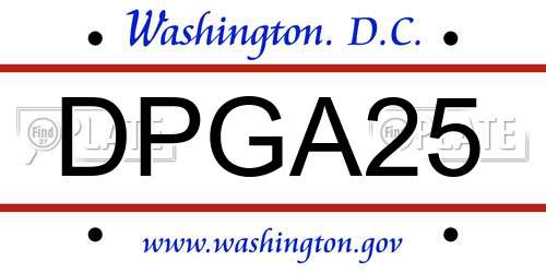 DPGA25 District Of Columbia License Plate