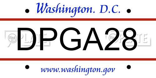 DPGA28 District Of Columbia License Plate
