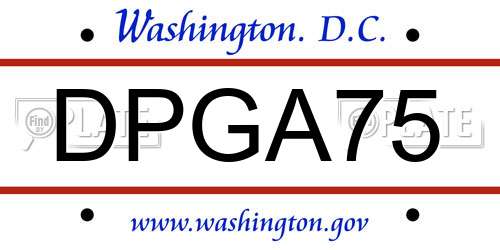 DPGA75 District Of Columbia License Plate