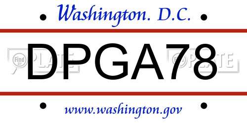 DPGA78 District Of Columbia License Plate