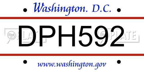 DPH592 District Of Columbia License Plate