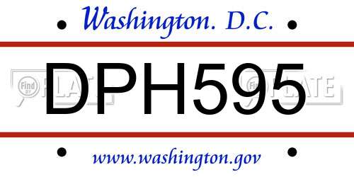 DPH595 District Of Columbia License Plate