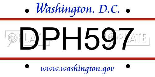 DPH597 District Of Columbia License Plate