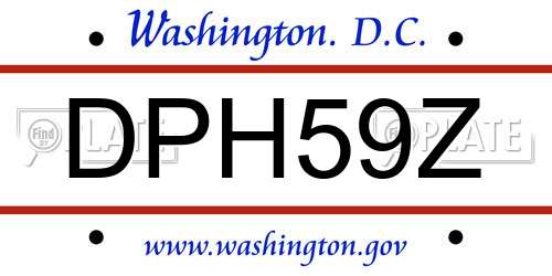 DPH59Z District Of Columbia License Plate