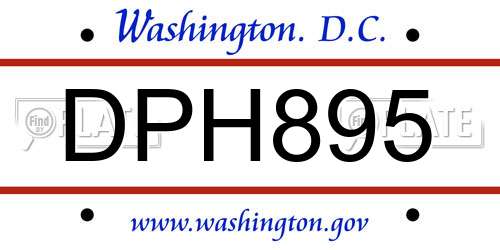 DPH895 District Of Columbia License Plate