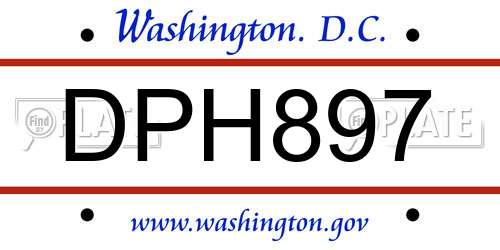 DPH897 District Of Columbia License Plate