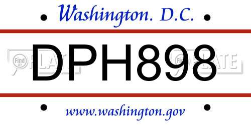 DPH898 District Of Columbia License Plate