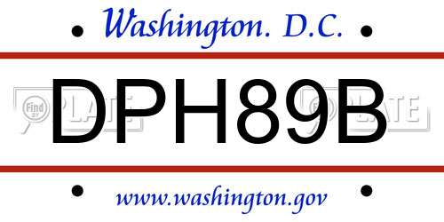 DPH89B District Of Columbia License Plate