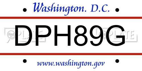 DPH89G District Of Columbia License Plate