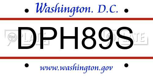 DPH89S District Of Columbia License Plate