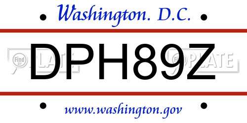 DPH89Z District Of Columbia License Plate