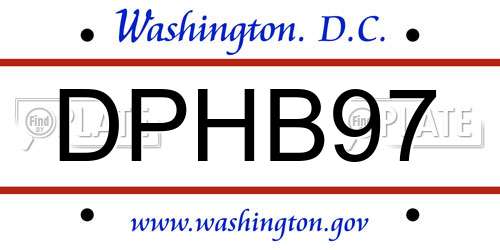 DPHB97 District Of Columbia License Plate