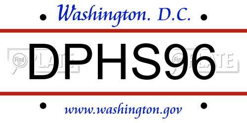 DPHS96 District Of Columbia License Plate