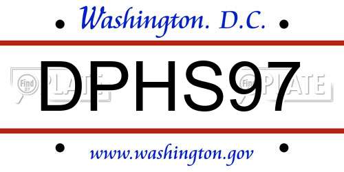 DPHS97 District Of Columbia License Plate