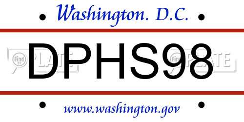 DPHS98 District Of Columbia License Plate