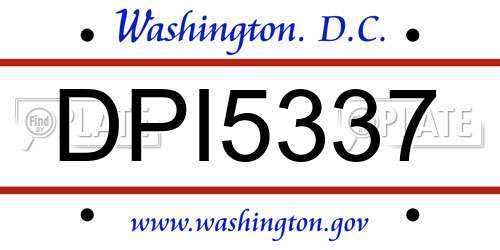 DPI5337 District Of Columbia License Plate