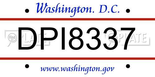 DPI8337 District Of Columbia License Plate