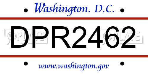 DPR2462 District Of Columbia License Plate