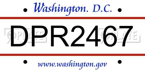 DPR2467 District Of Columbia License Plate