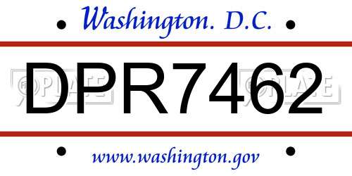 DPR7462 District Of Columbia License Plate