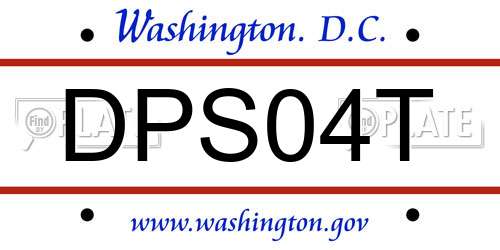 DPS04T District Of Columbia License Plate