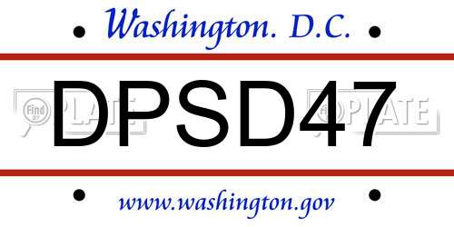 DPSD47 District Of Columbia License Plate