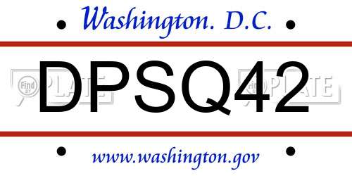 DPSQ42 District Of Columbia License Plate