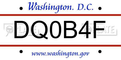 DQ0B4F District Of Columbia License Plate