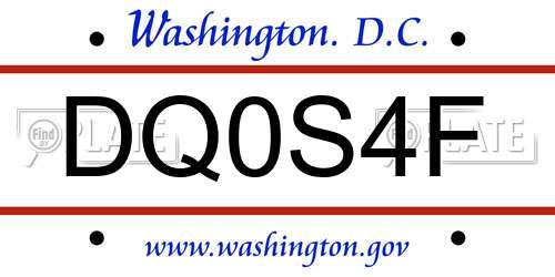 DQ0S4F District Of Columbia License Plate