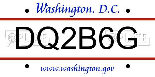 DQ2B6G District Of Columbia License Plate