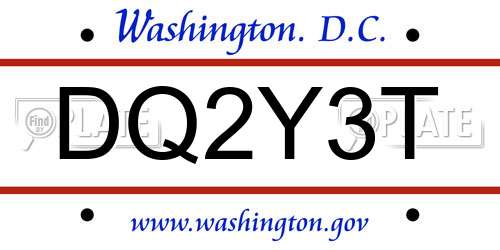 DQ2Y3T District Of Columbia License Plate
