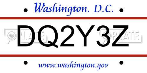 DQ2Y3Z District Of Columbia License Plate