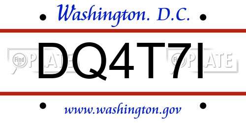 DQ4T7I District Of Columbia License Plate