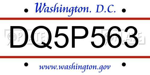 DQ5P563 District Of Columbia License Plate