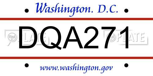 DQA271 District Of Columbia License Plate
