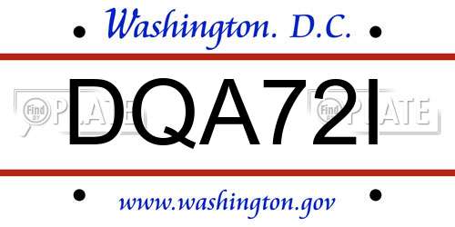 DQA72I District Of Columbia License Plate