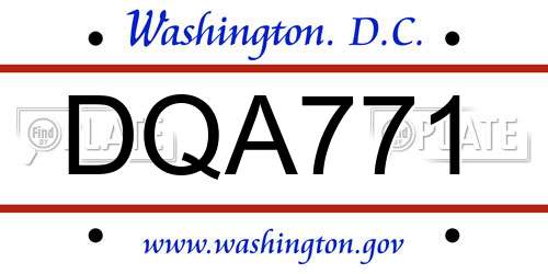 DQA771 District Of Columbia License Plate