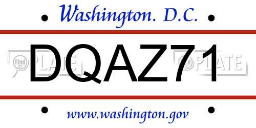 DQAZ71 District Of Columbia License Plate