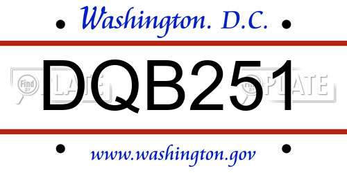 DQB251 District Of Columbia License Plate
