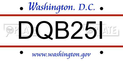 DQB25I District Of Columbia License Plate