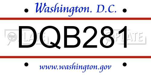 DQB281 District Of Columbia License Plate