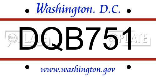 DQB751 District Of Columbia License Plate