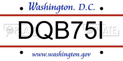 DQB75I District Of Columbia License Plate