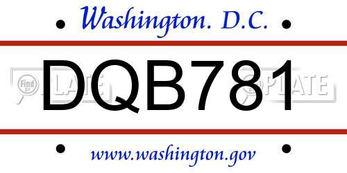 DQB781 District Of Columbia License Plate