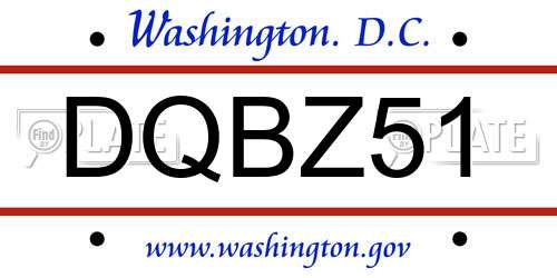 DQBZ51 District Of Columbia License Plate