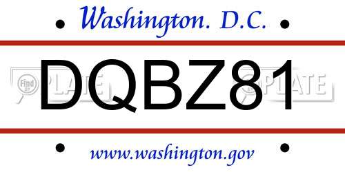 DQBZ81 District Of Columbia License Plate